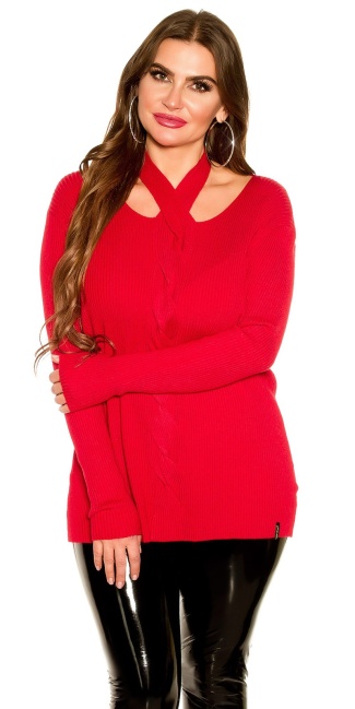 Curvy girls trui met halter rood